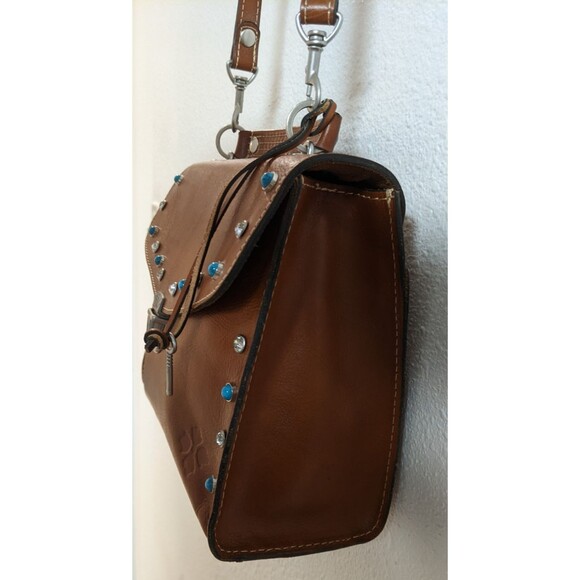 PATRICIA NASH Simona  Brown Smooth Leather Studded Crossbody Handbag WORN TWICE - Picture 5 of 16